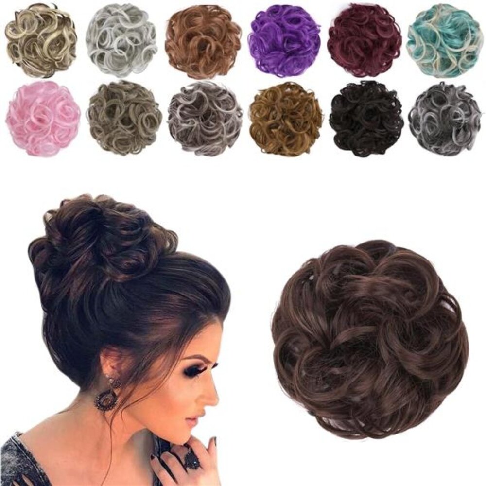 Hair Buns Hair Piece Messy Tousled Wavy Curly Scrunchies Wrap Ponytail